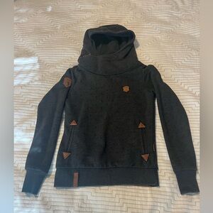 NaketanoDark Gary Anchor Hoodie with Buttons and Leather Accents